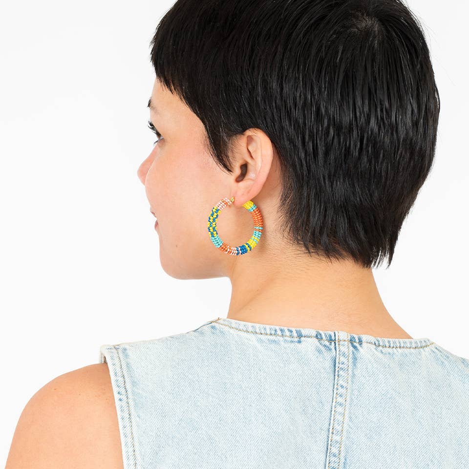 Altiplano - Patchwork Hoop Earrings: Juicy Fruit
