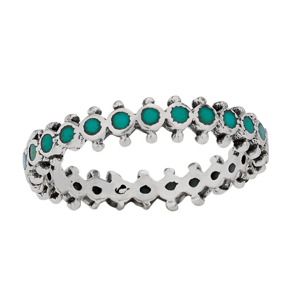 Tiger Mountain Jewelry - Dot to Dot Turquoise Sterling Silver Ring: 7