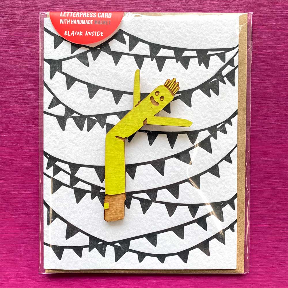 Air Dancer Magnet w/ Letterpres Pennant Card: Yellow