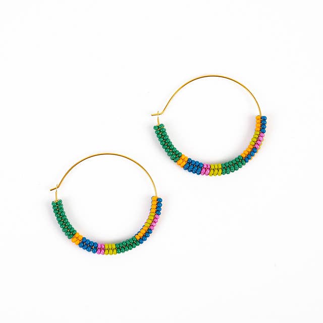Altiplano - Color Block Hoop Earrings: Deep Multi