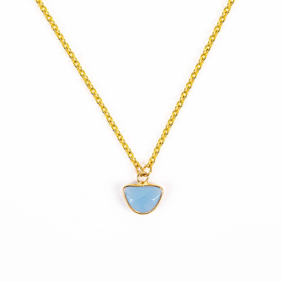Altiplano - Small Faceted Stone Pendant Necklace: Green Jade