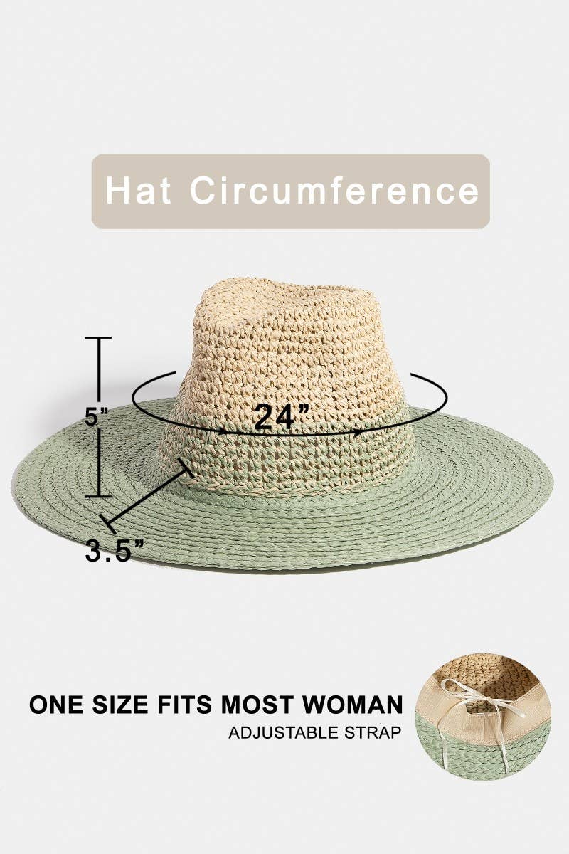 Tone Contrast Straw Hat: KA