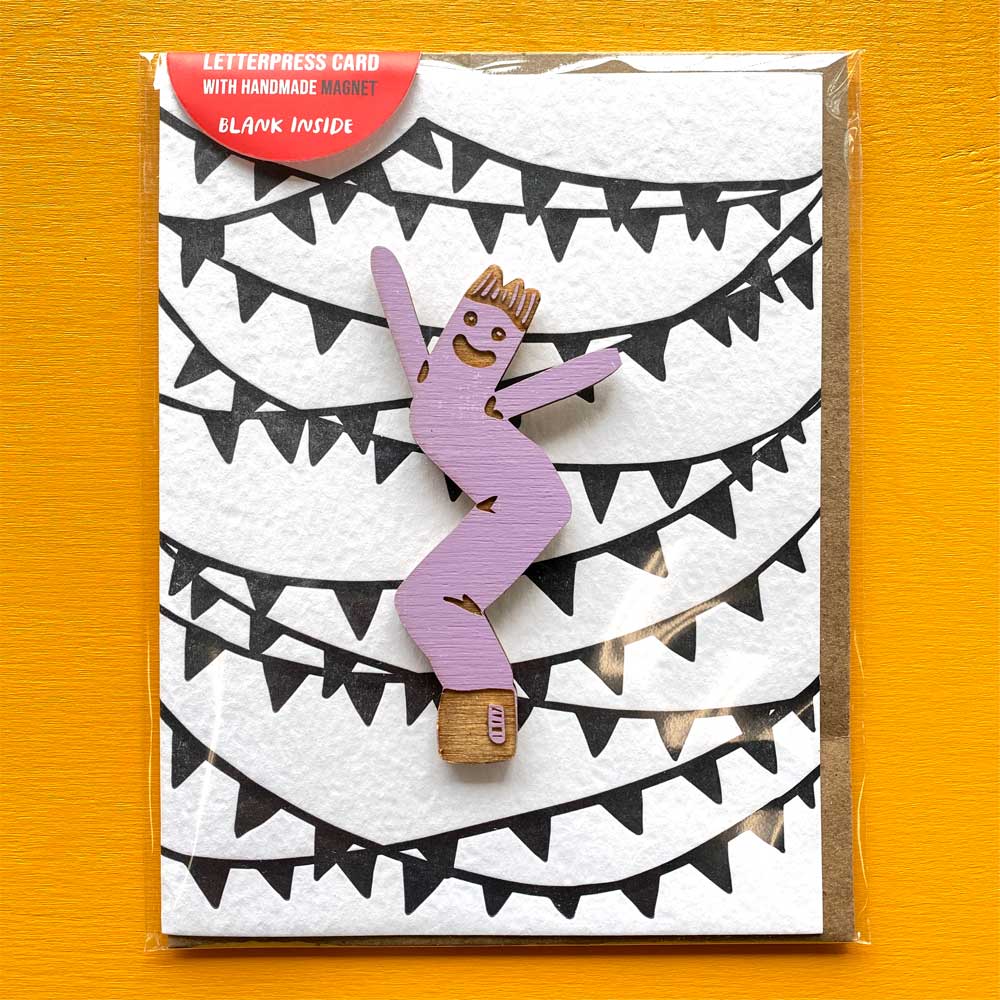 Air Dancer Magnet w/ Letterpres Pennant Card: Yellow