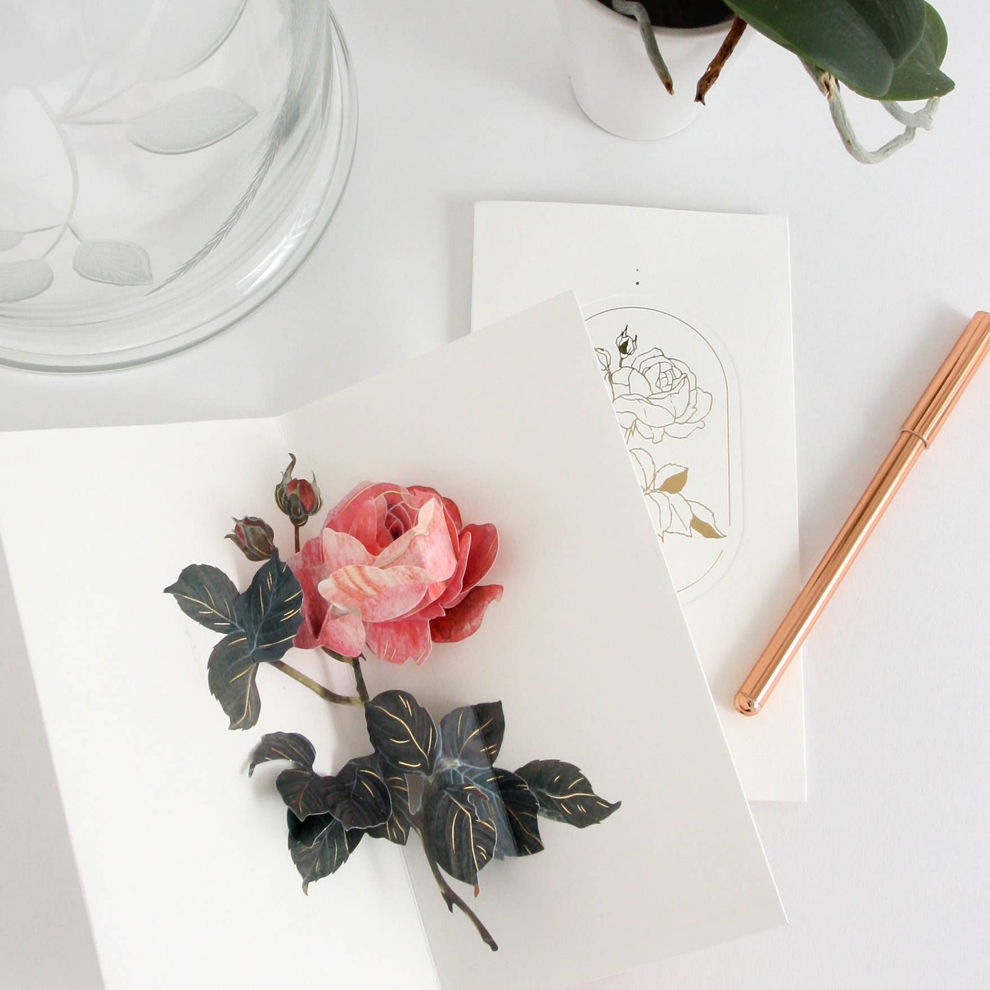 Rose Artisan Pop-up Love Card with Gold Foil