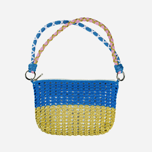 VERLOOP | knits - Colorblock Raffia Zip Bag: Poppy Lilac