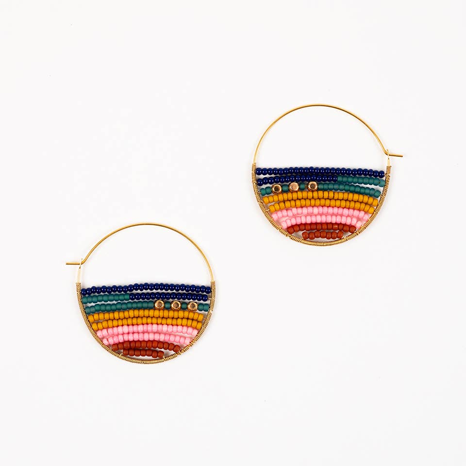 Altiplano - Layered Stripes Bead Hoop Earrings: Up Beat