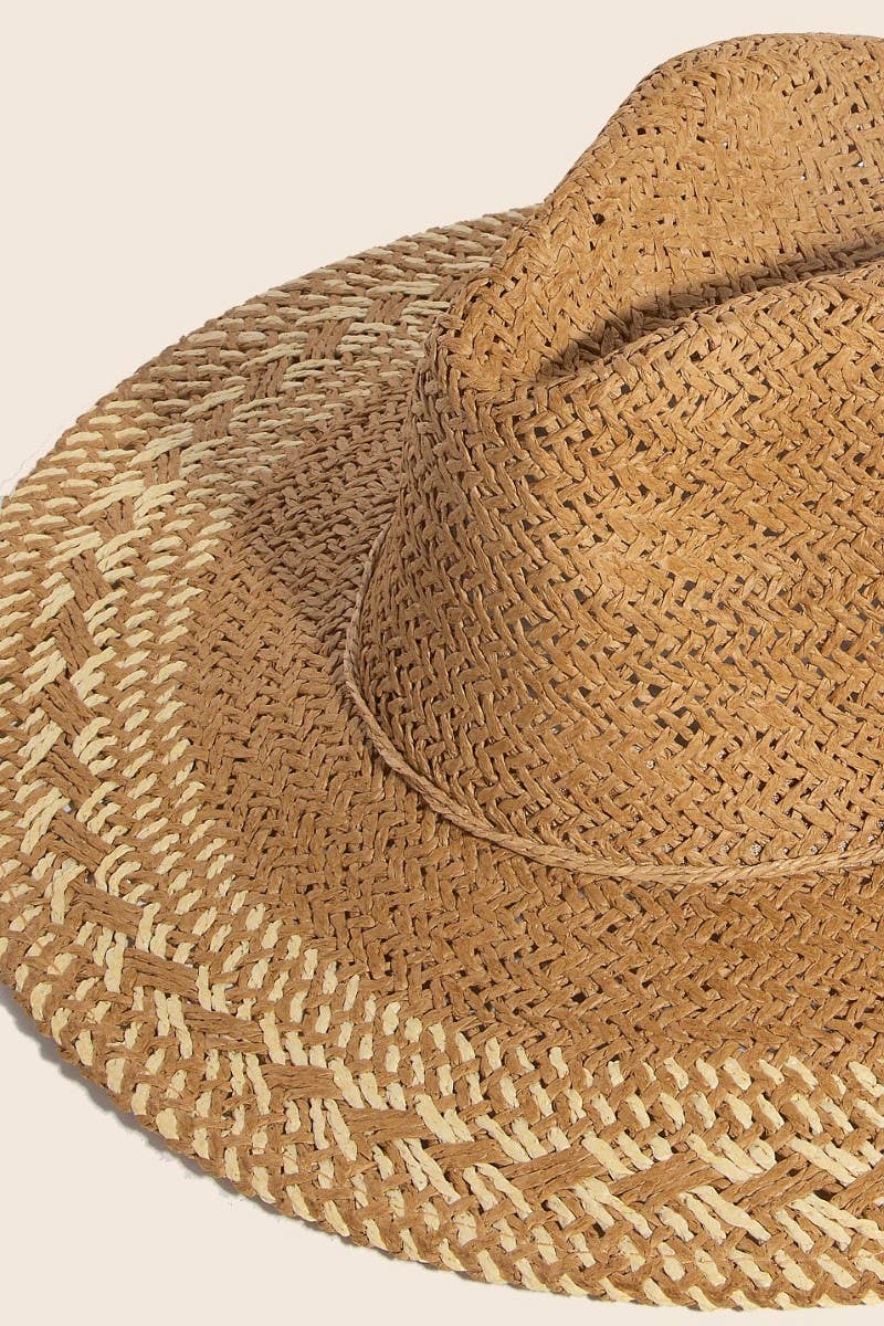 Two Tone Floppy Boho Straw Hat: IVKA