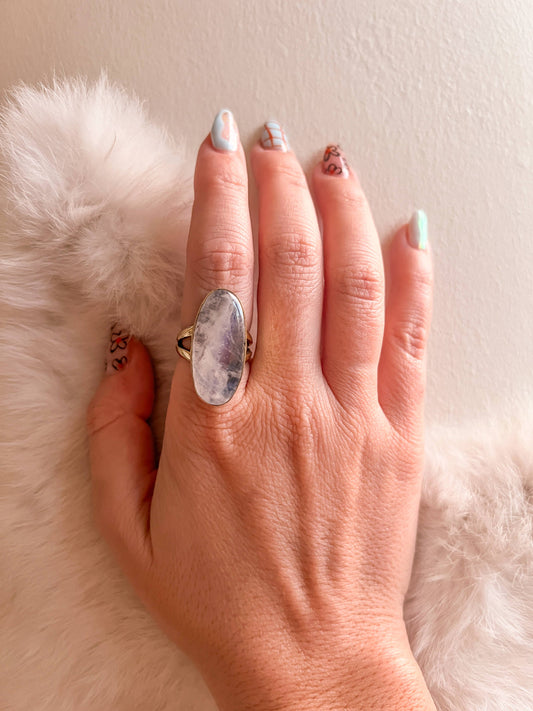 Baizaar - Large Brass Freeform Stone Ring: 8
