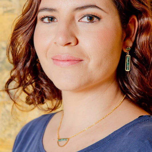 Altiplano - Chrysocolla Rondell Half Moon Necklace