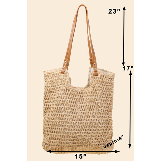 Straw Braided Rectangle Tote Bag: KA