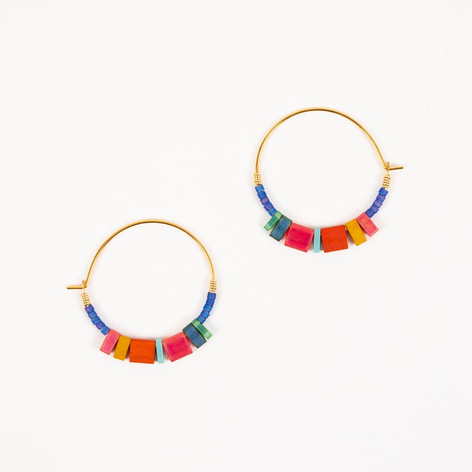 Altiplano - Tila Hoop Earrings: Green Denim