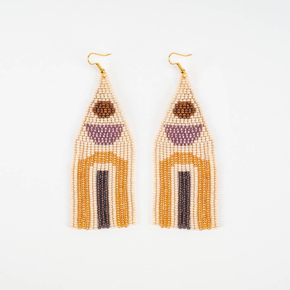 Altiplano - Beaded Balance Earrings - Amethyst Neutral