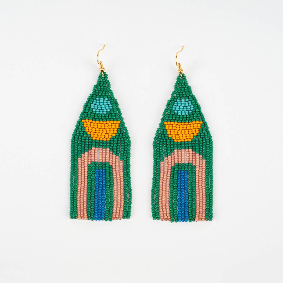 Altiplano - Beaded Balance Earrings - Kelly