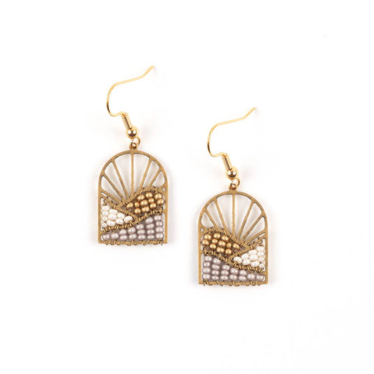 Altiplano - Sunrise Brass and Bead Earrings - Taupe