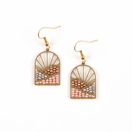 Altiplano - Sunrise Brass and Bead Earrings - Rose Gold