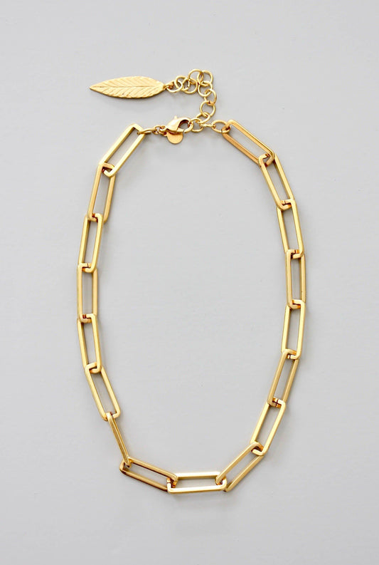 David Aubrey DOR615 Gold Paperclip Chain Necklace