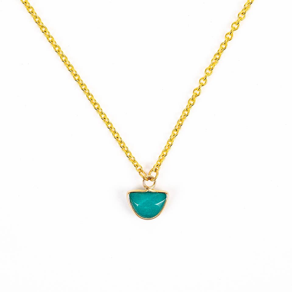 Altiplano - Small Faceted Stone Pendant Necklace: Green Jade