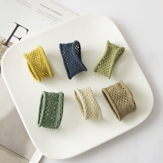Adorro - Seamless Boho Mesh Fisherman Net Hair Ties (Set of 6): Assorted