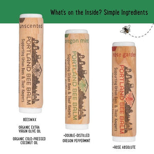 Beeswax Lip Balm 3-Pack (Oregon Mint, Rose, Unscented)
