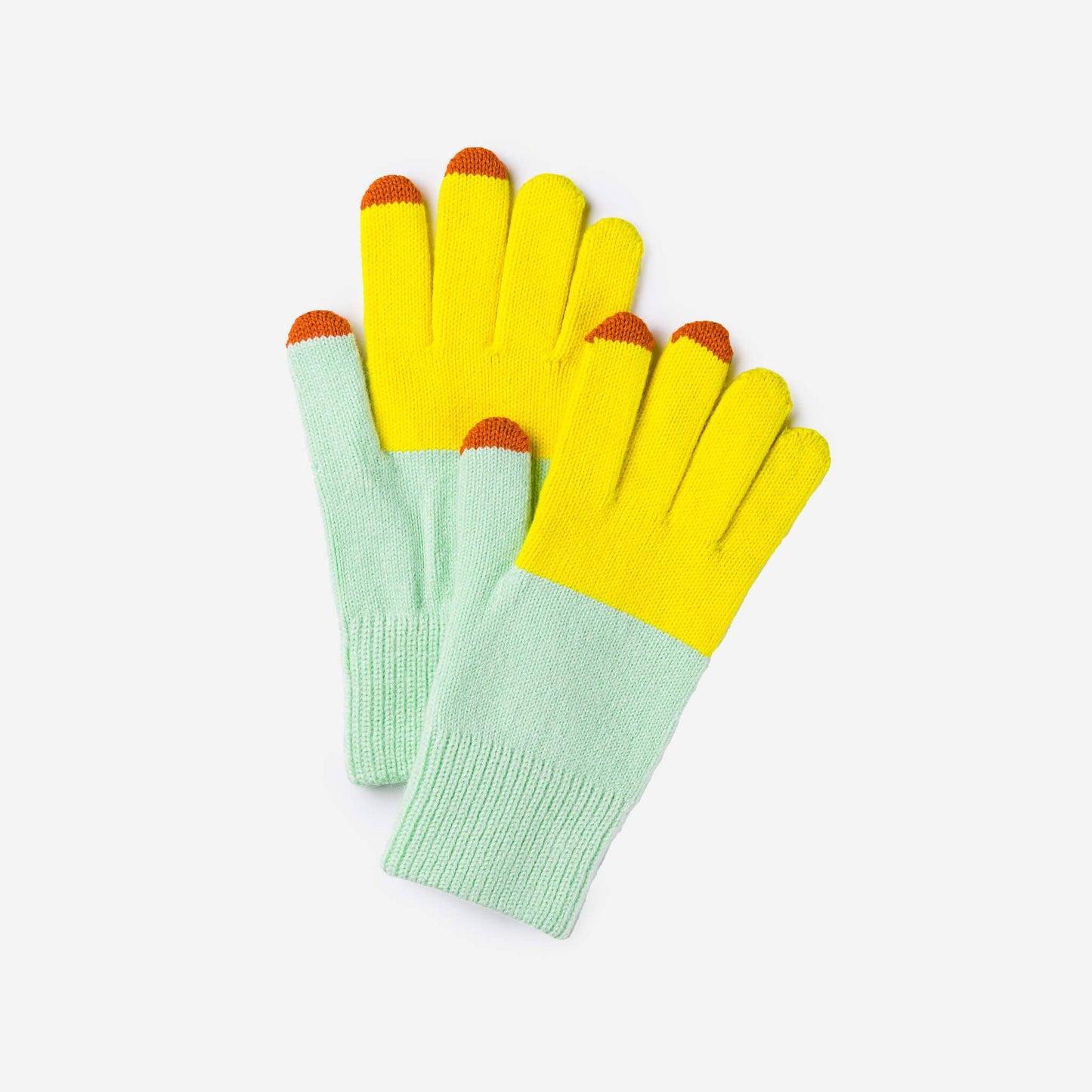 VERLOOP | knits - Colorblock Knit Touchscreen Gloves: Jade Yellow