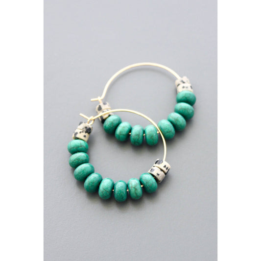 David Aubrey Jewelry - HYLE10 Dalmatian and turquoise hoops