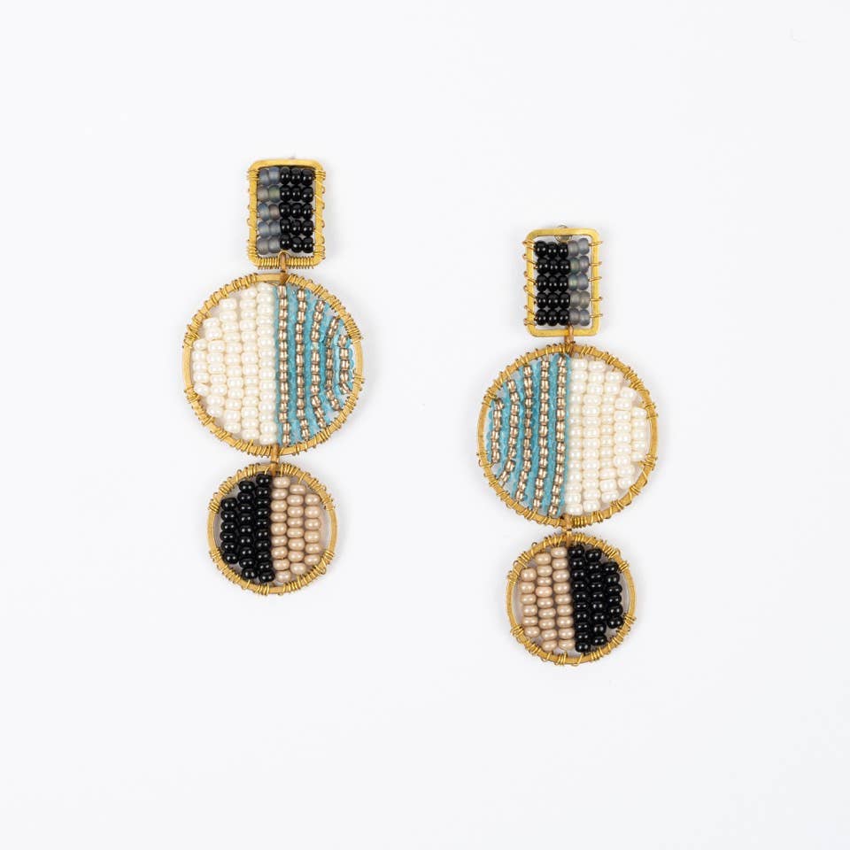 Mod Block Earrings: Fuschia Flame