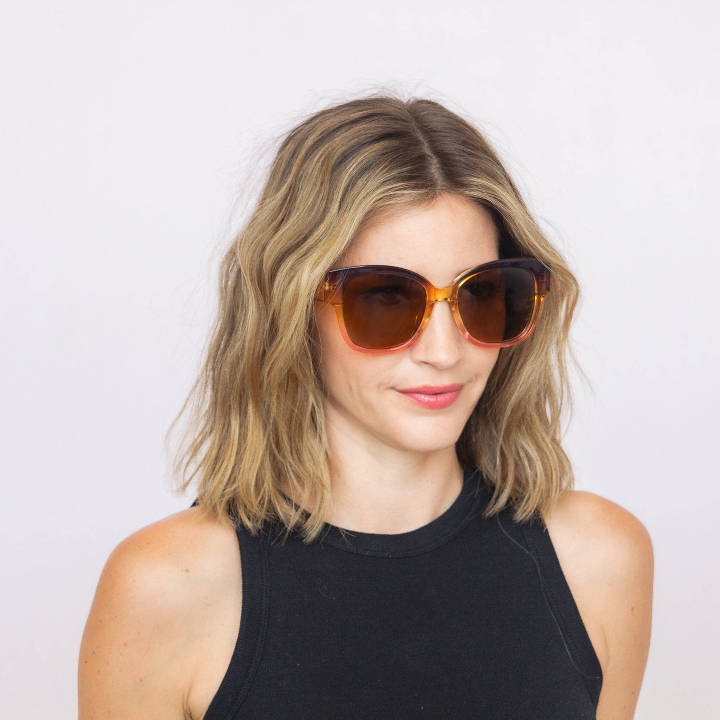 Jaxy Eyewear - Dahlia - Retro Oversized Sunglasses for Women: Amber/Pink