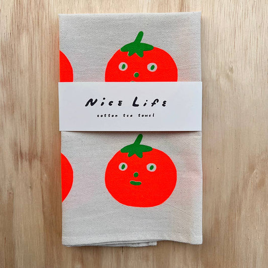 Nice life - Tomato screenprinted tea towel