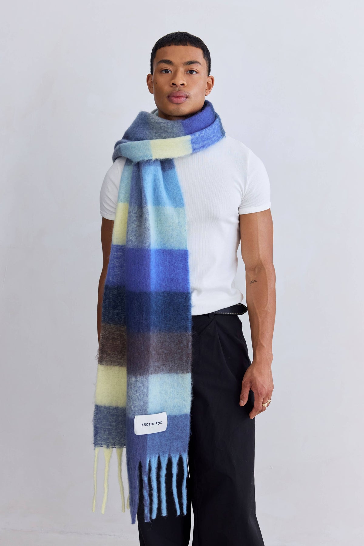 Arctic Fox & Co. - North America - The Reykjavik Scarf - 100% Recycled - Blue Yellow - FW26