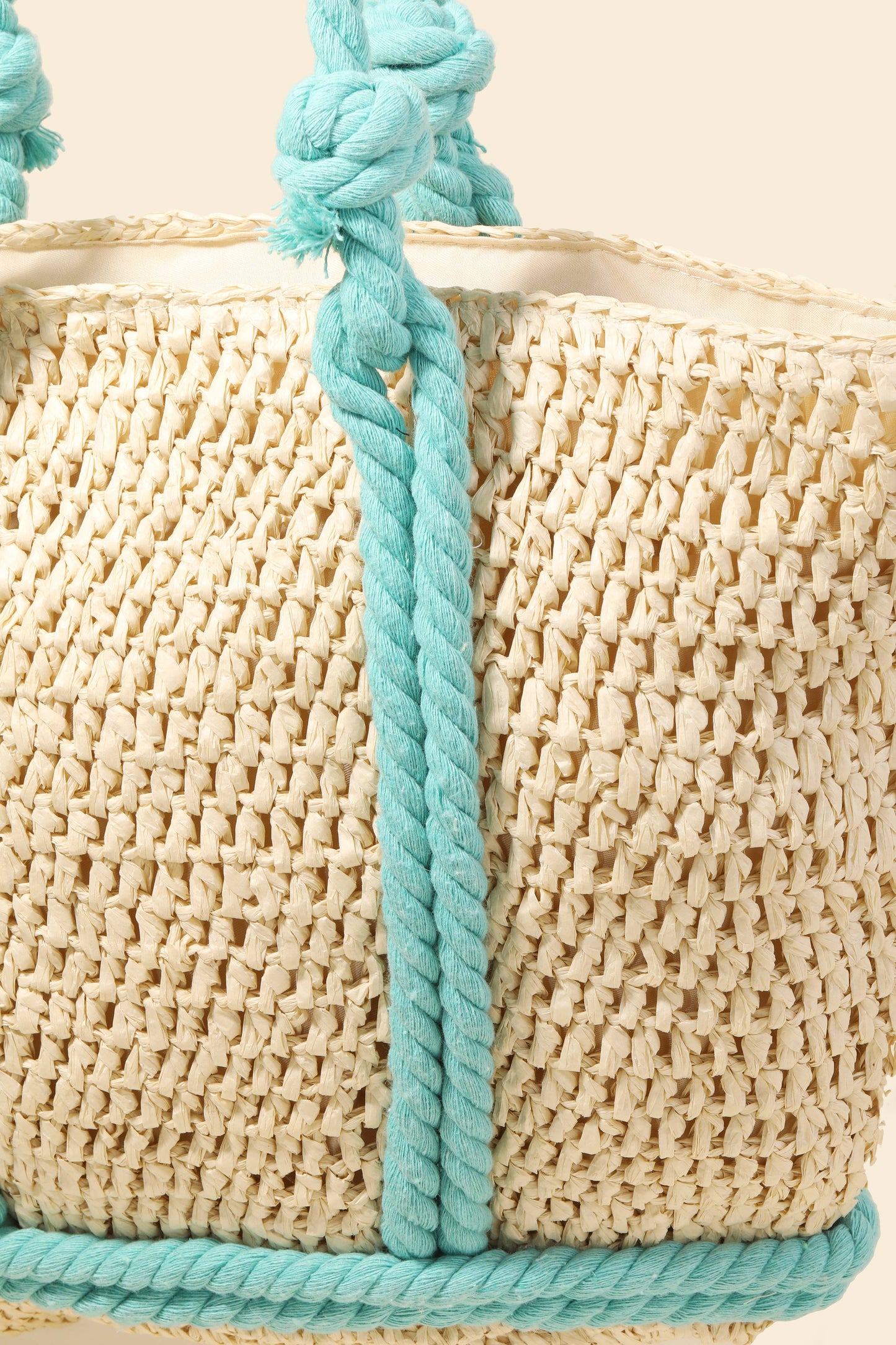 Rope Handle Straw Braided Tote Bag: IV