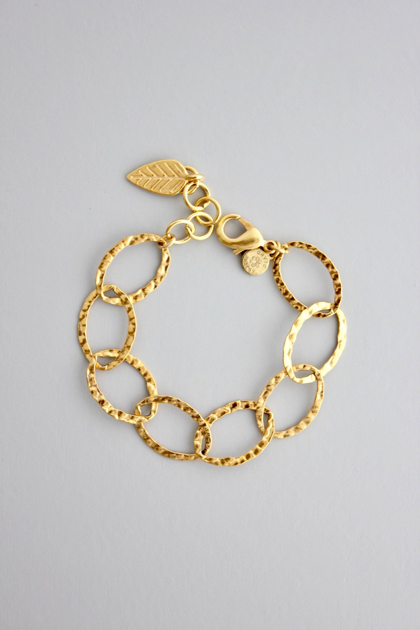 David Aubrey Jewelry - DORB24 18k matte gold hammered chain bracelet