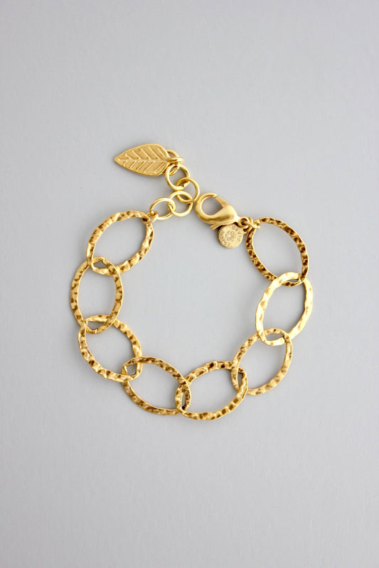 David Aubrey Jewelry - DORB24 18k matte gold hammered chain bracelet