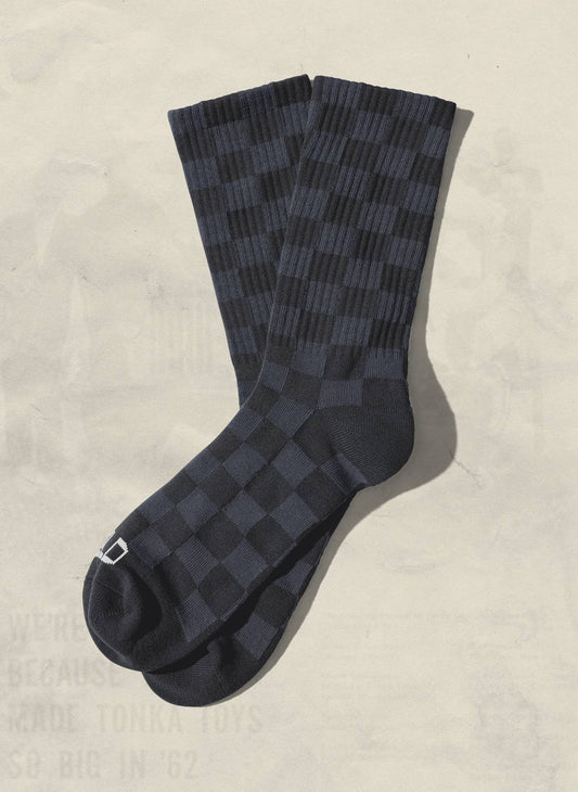 Tonal Checkerboard Socks (+4 Colors): Slate Blue