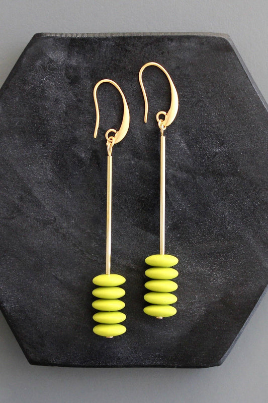 David Aubrey Jewelry - KYLE57 chartreuse discs geometric earrings