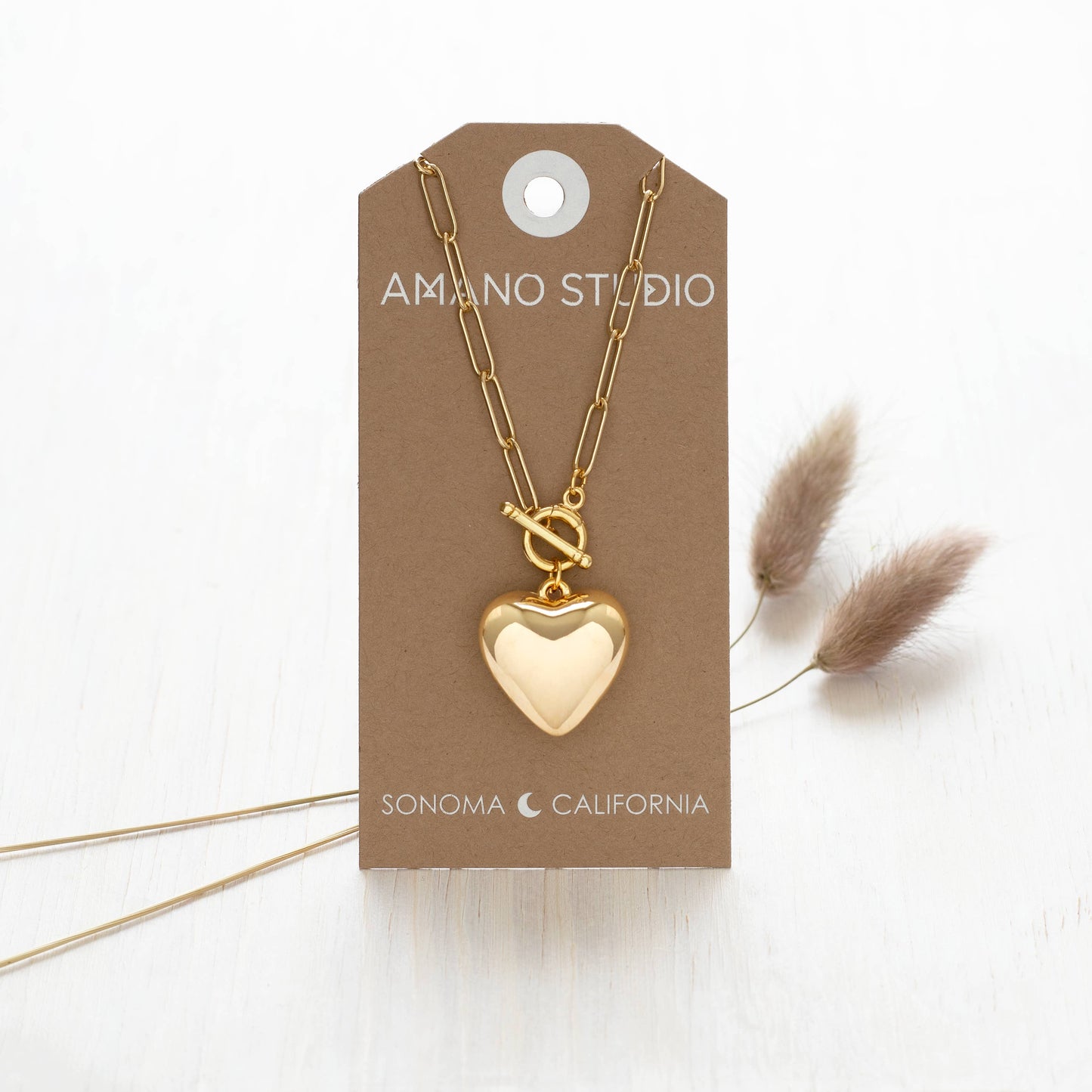 Amano Studio - Puffed Heart on Toggle Chain Necklace