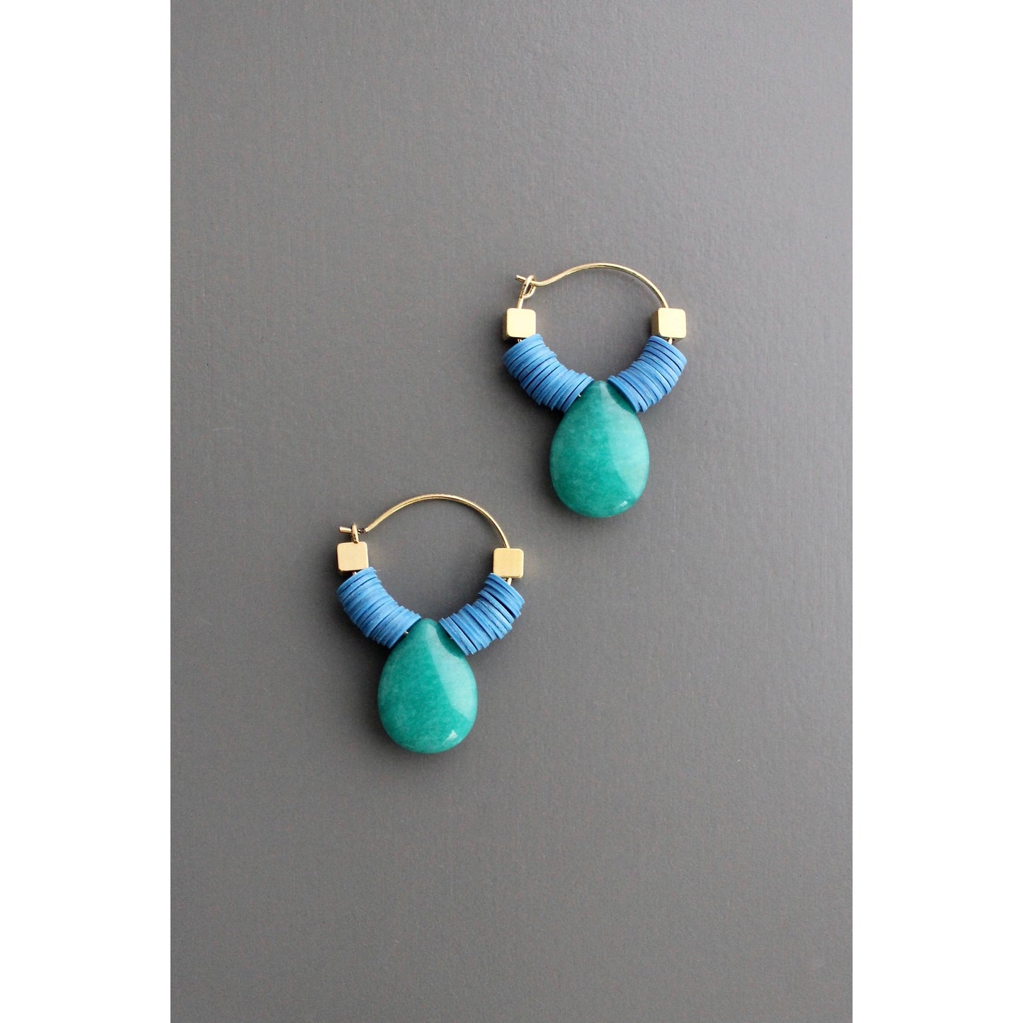 David Aubrey Jewelry - EMIE08 Blue hoop earrings
