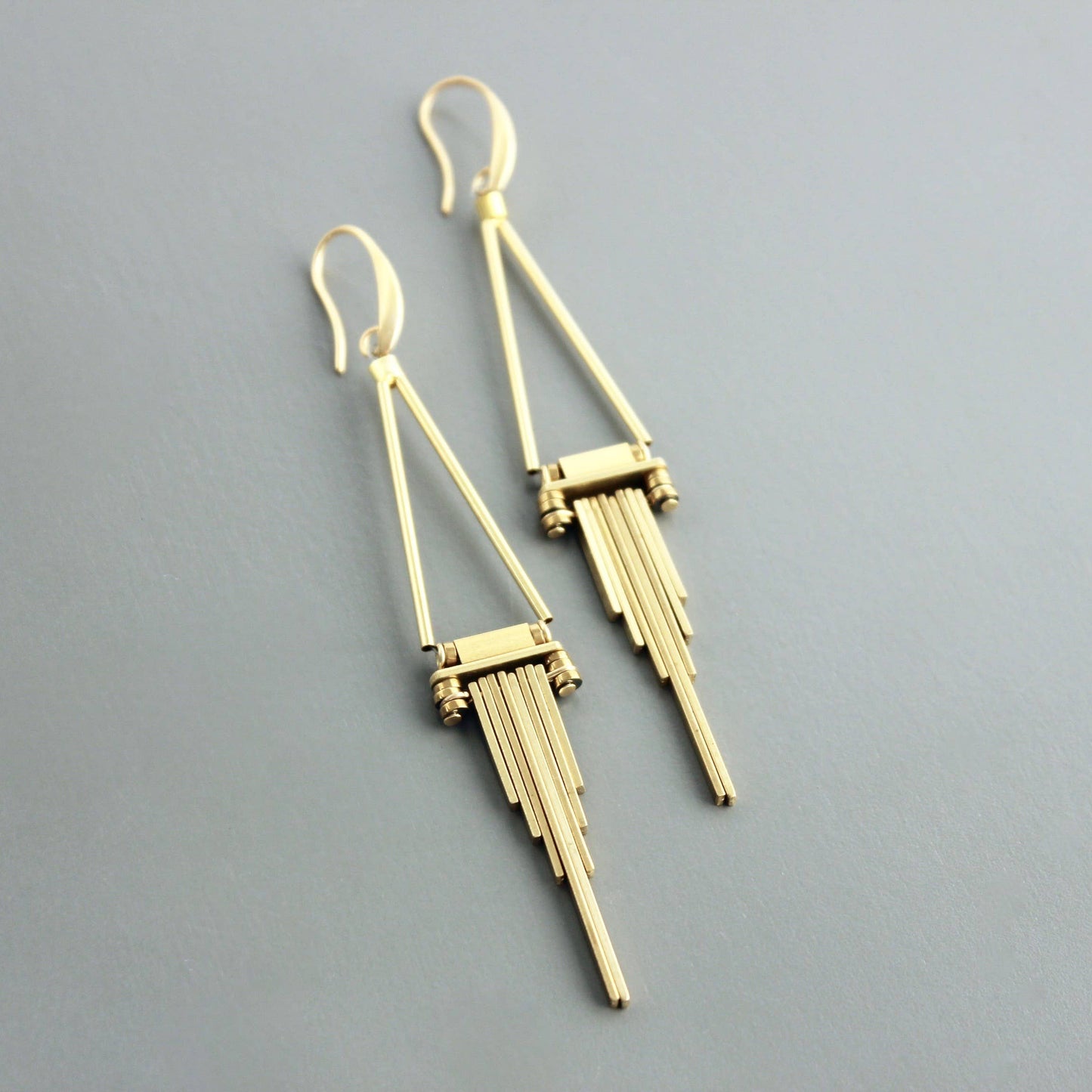 David Aubrey Jewelry - CHRE89 Geometric brass earrings