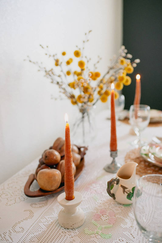 BEESWAX CARROT TAPER CANDLE PAIR - 2