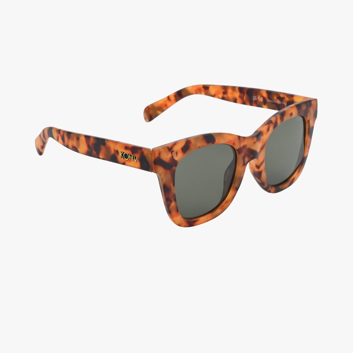 Kohv Eyewear - BAILEY MATTE TORTOISE Polarized Oversized Square Sunglasses: Amber Matte / Matte / Green