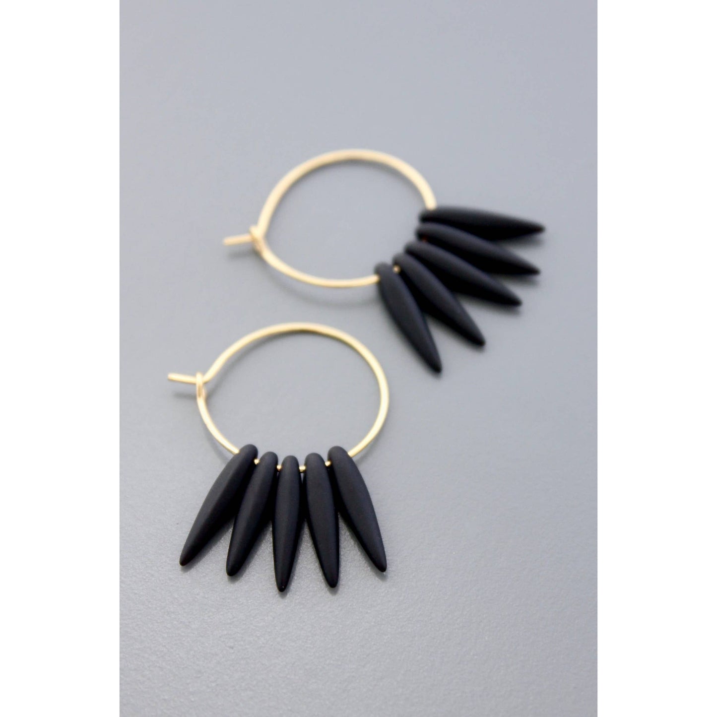 David Aubrey Jewelry - HYLE06 Black spike glass hoops