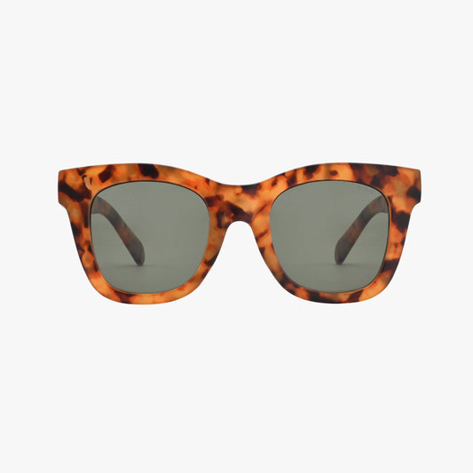 Kohv Eyewear - BAILEY MATTE TORTOISE Polarized Oversized Square Sunglasses: Amber Matte / Matte / Green