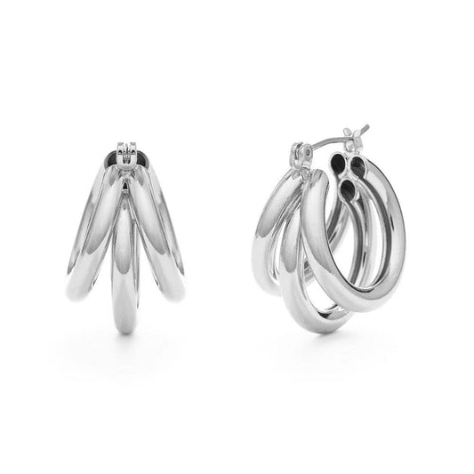 Amano Studio - Vintage Style Triple Hoop Earrings: Silver