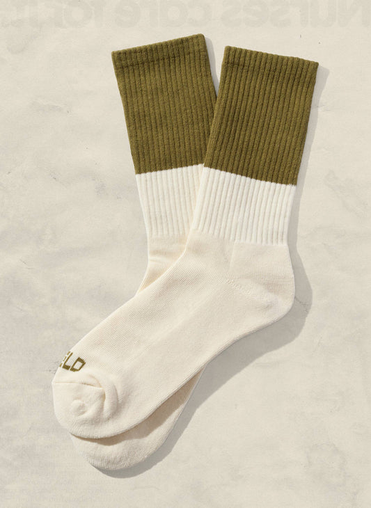 Color Block Crew Socks: Cactus