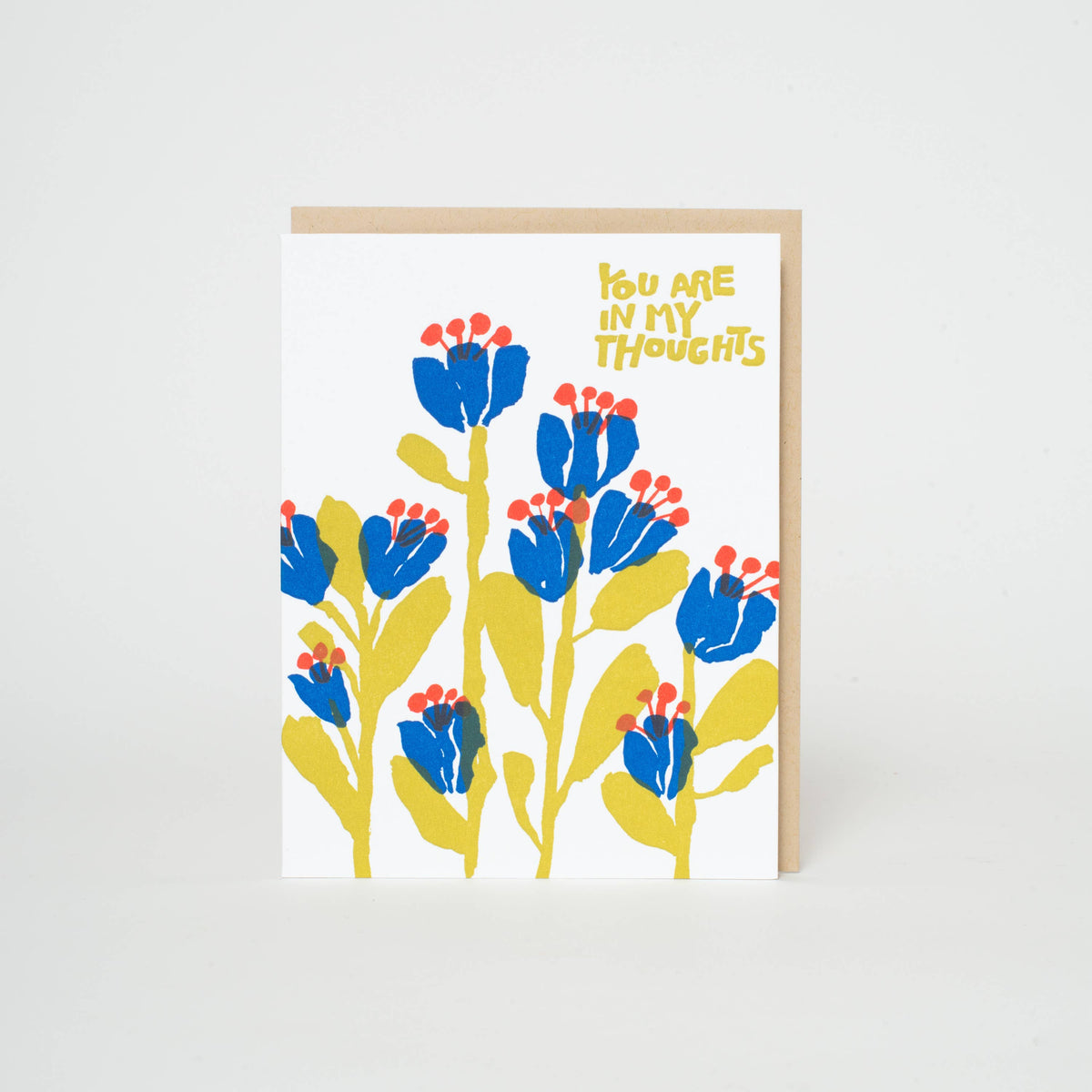 Egg Press Manufacturing - You Are In My Thoughts Flowers Letterpress Greeting Card: Plastic sleeve