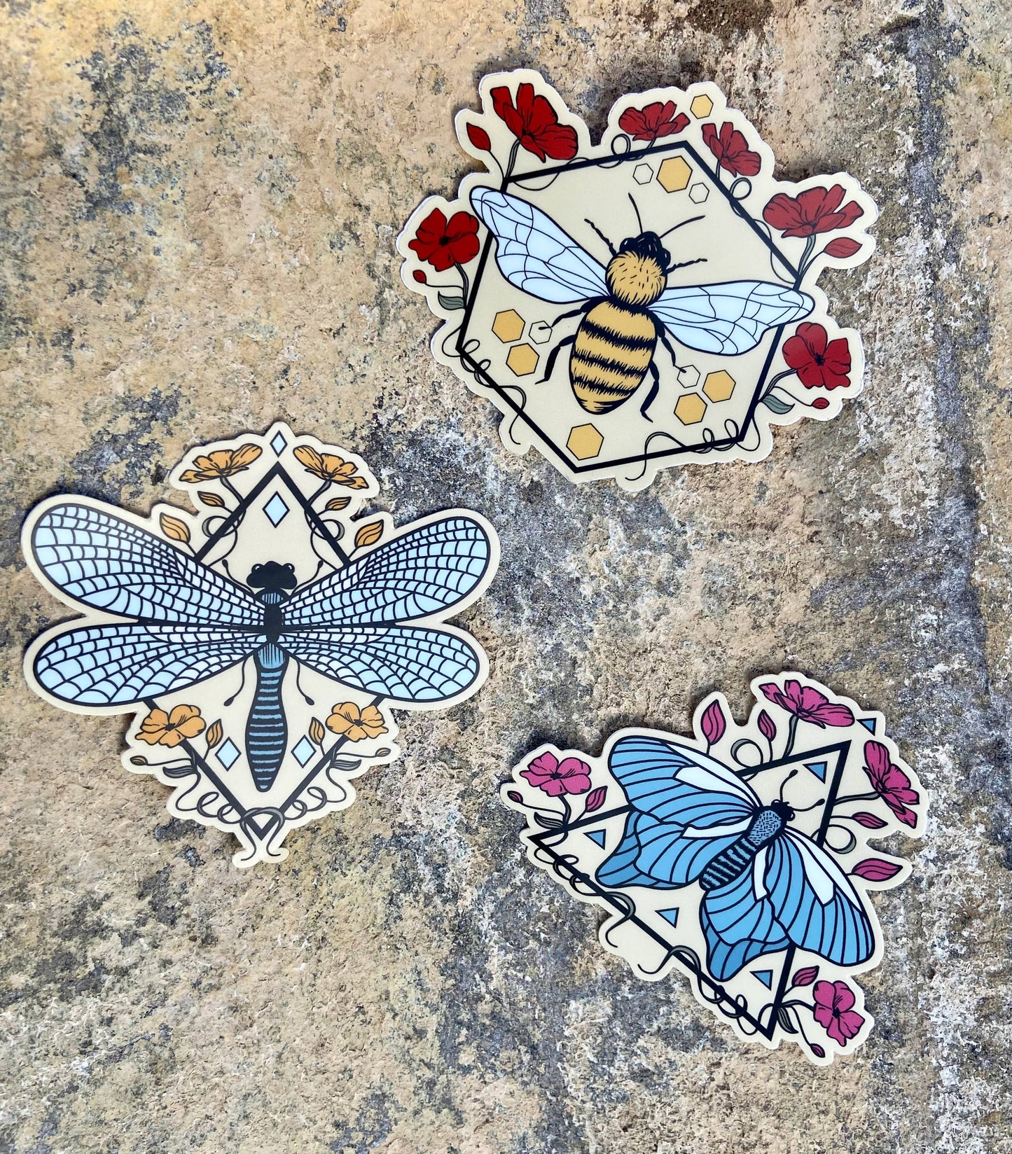 Graphic Heart - Floral Dragonfly - Vinyl Sticker