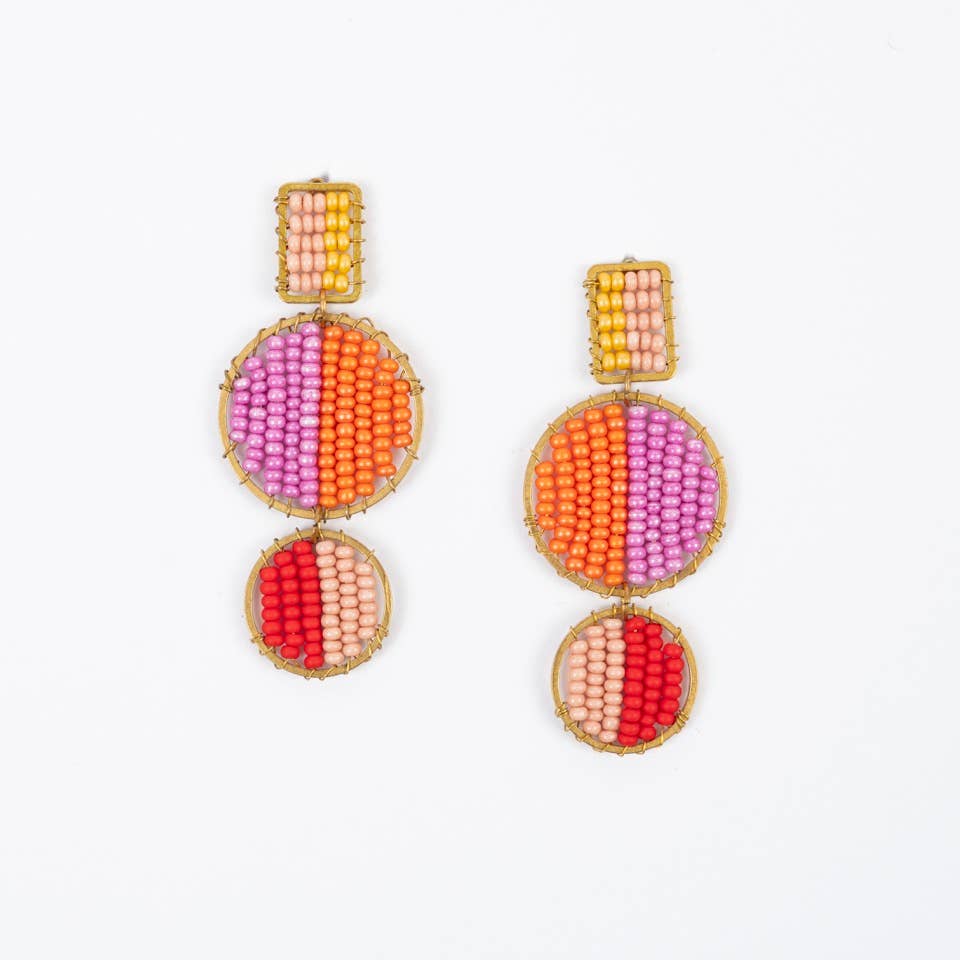 Mod Block Earrings: Fuschia Flame