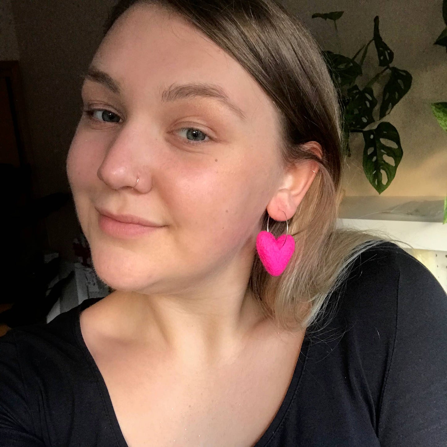 Heart Felt Earrings: Raspberry