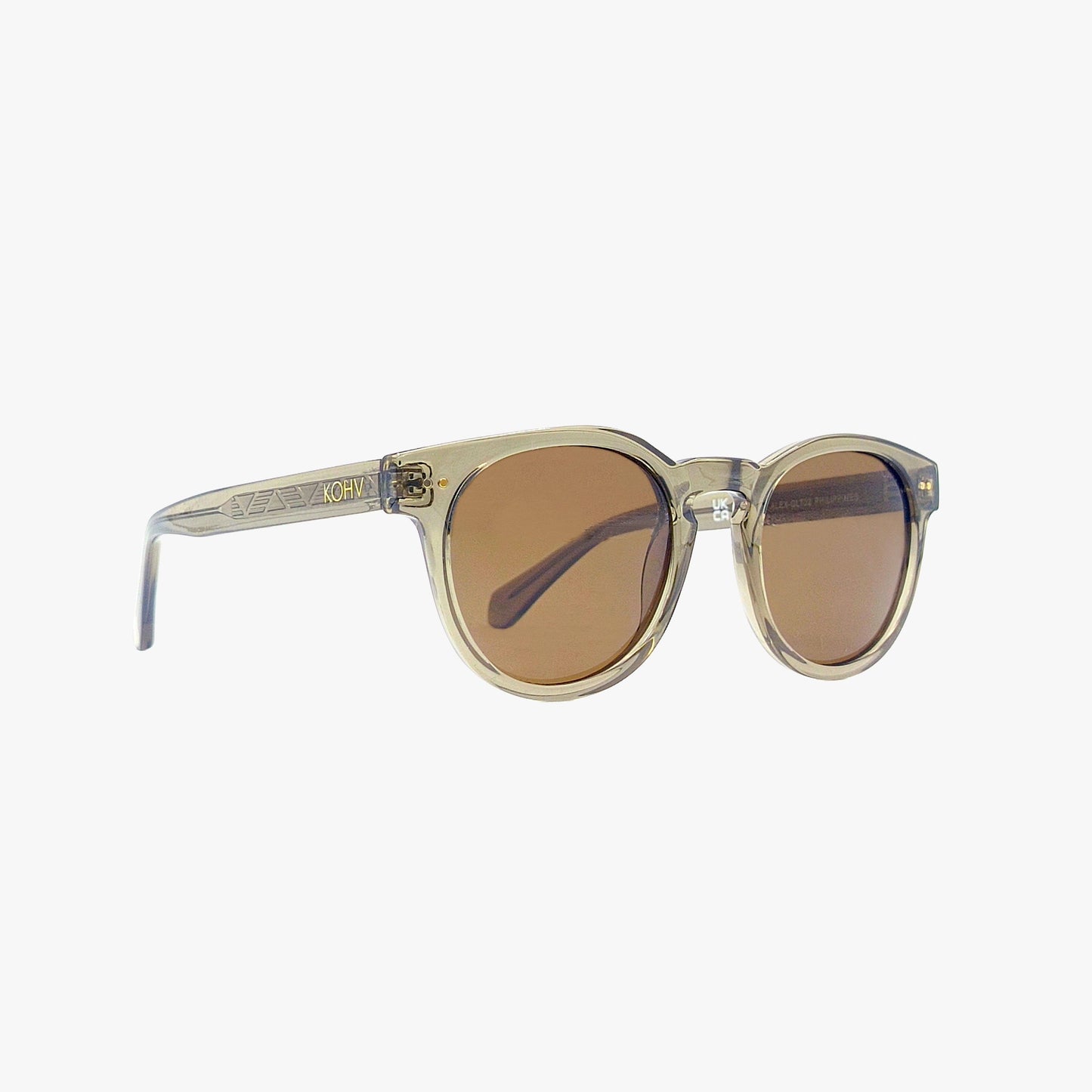 Kohv Eyewear - ALEX CRYSTAL TAUPE Polarized Round Fashion Sunglasses