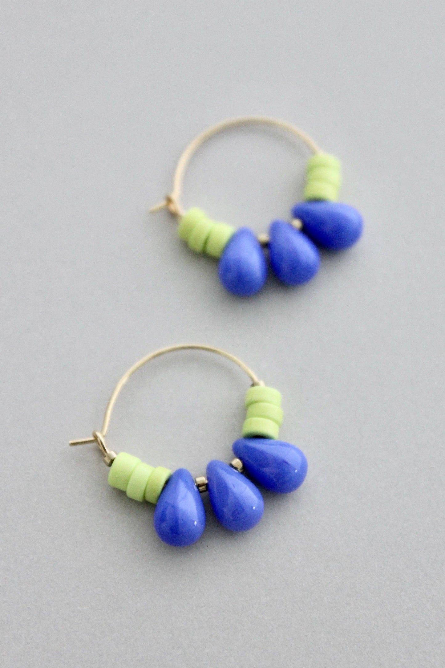 David Aubrey Jewelry - GNDE02 blue and mint hoop earrings