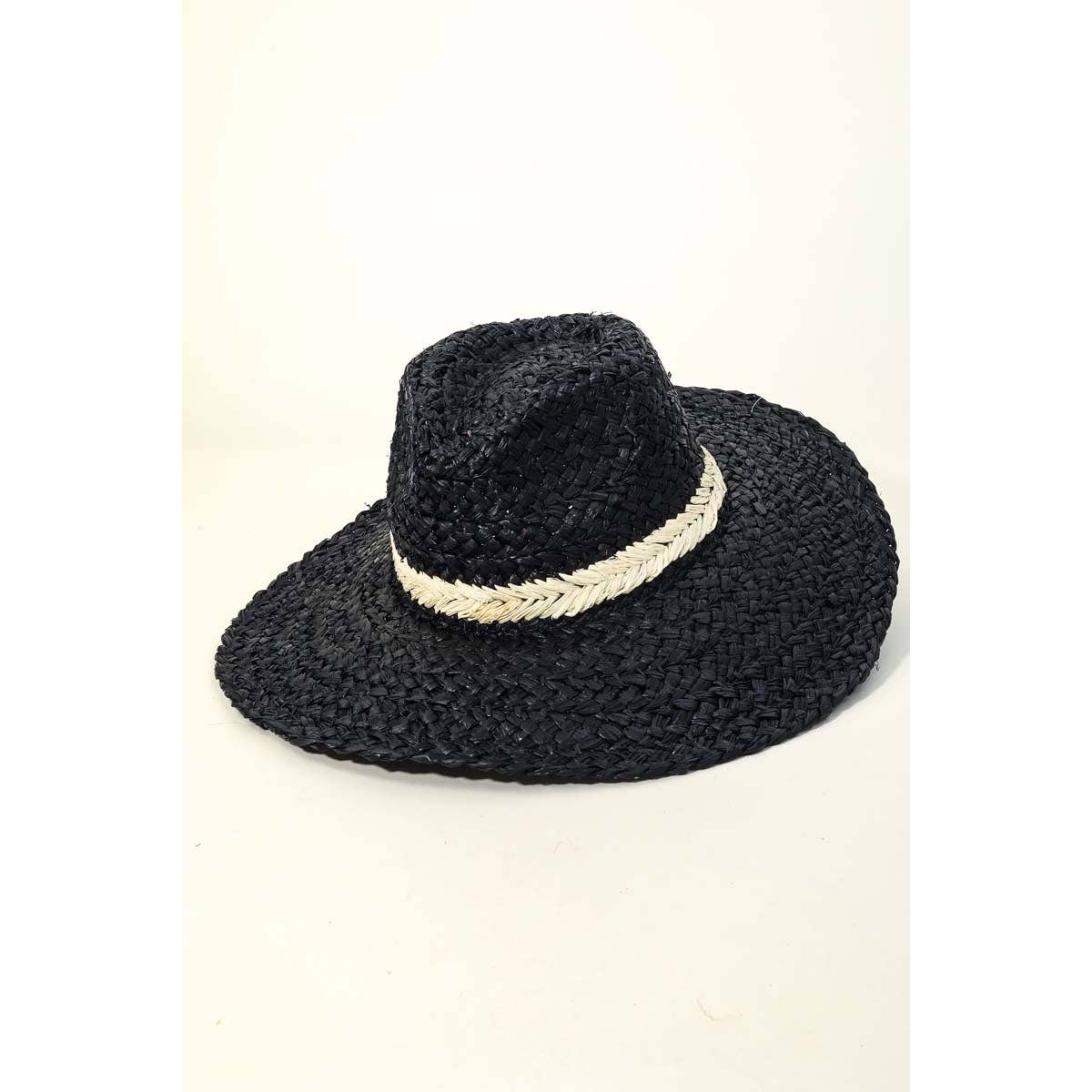 Braided Leaf Strap Straw Hat: SA